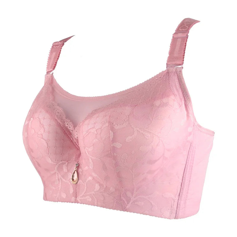 Cotton-lined solid women full-coverage bra Breathable Push up Sexy lace underwear lingerie top big bust 80-120 C D E F bh C3313