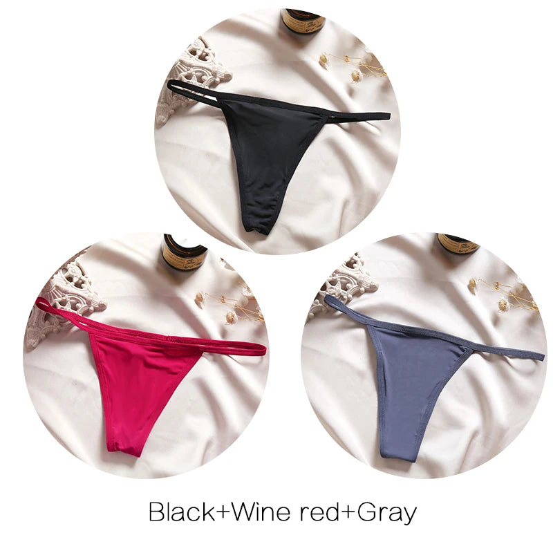 FINETOO 3Pcs/set Sexy Low-rise Thongs Women Bikini Panties T-back Underpants M-XL Female G-String Panty Ladies Thong Lingerie