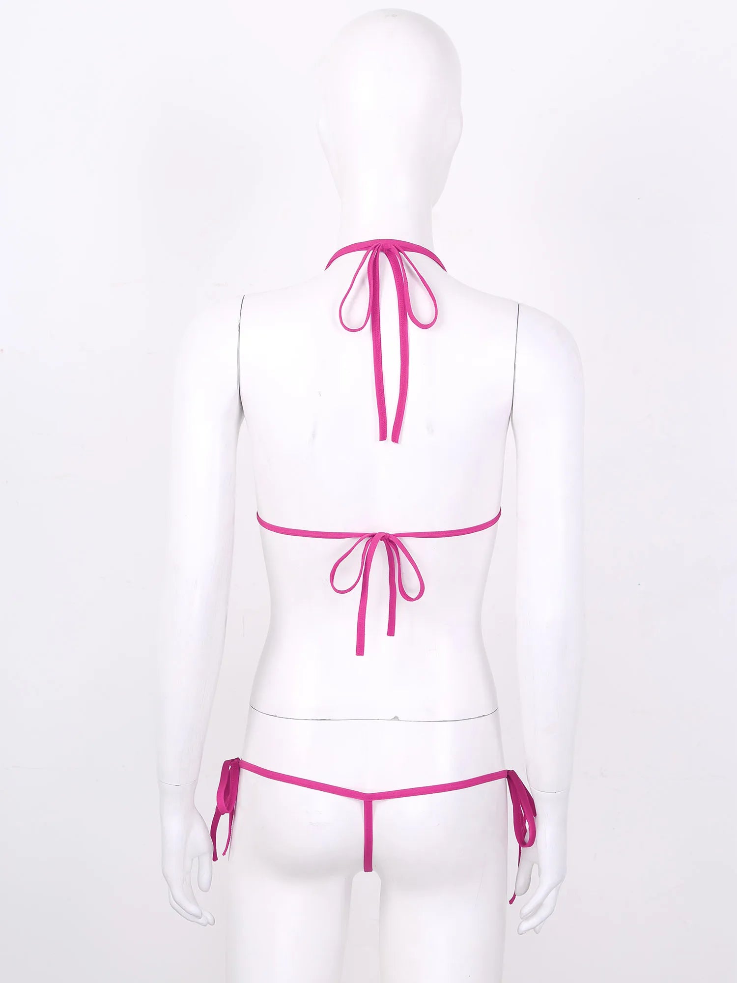 Womens Sexy See-through Mesh Strappy Micro Bikini Set Triangle Swimwear Swimsuit Bathing Suit for Beach Sunbath Swimming Pool