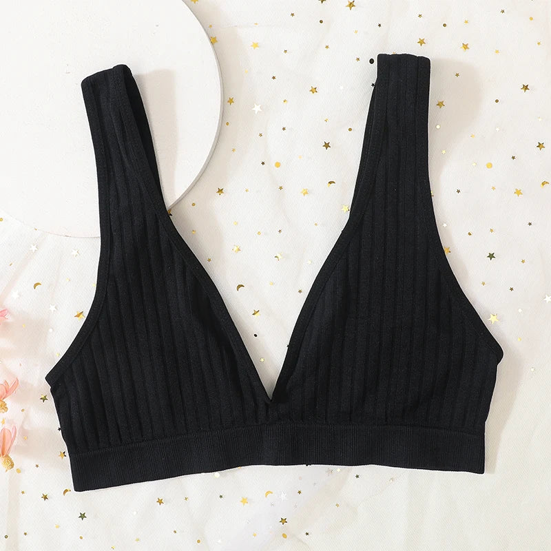 Deep V-neck Seamless Bra Push Up Bras For Women Bralette Sexy Lingerie Female Low Back Sleep Underwear Unlined Crop Top