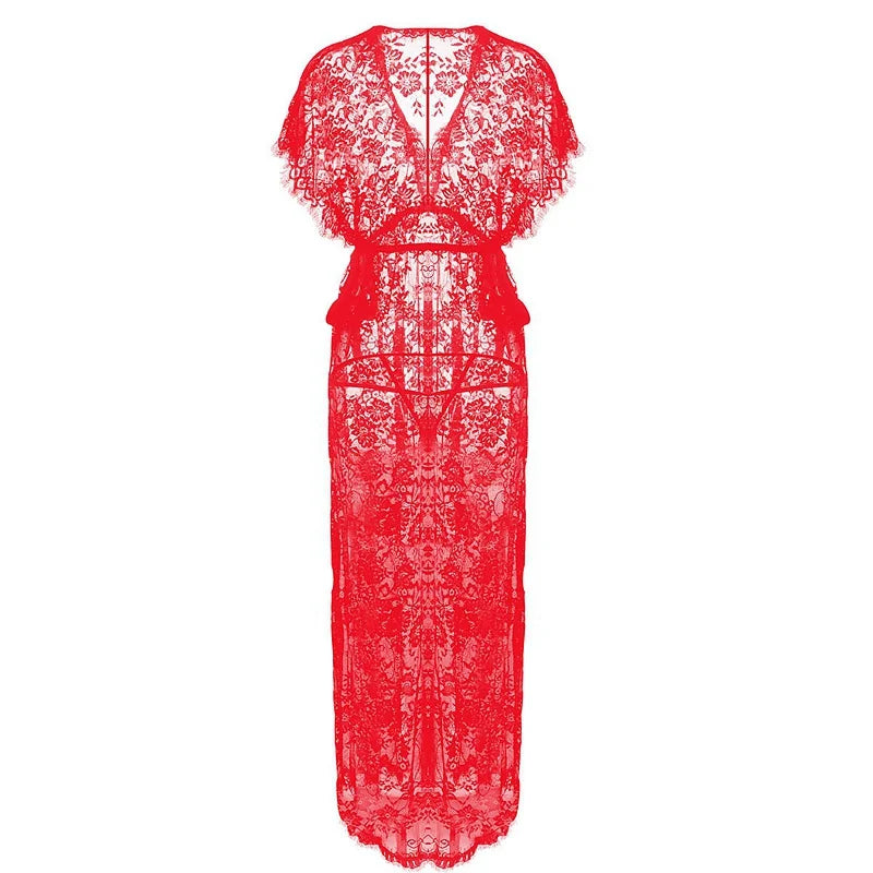 Women's Underwear Gowns Night Dress Lace Robe Wedding Gowns Women's Sleepwear Sexy Robe Floral Nightgown Long