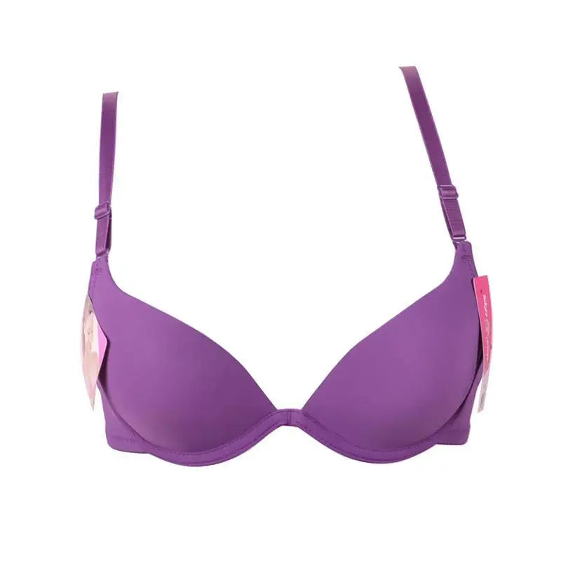 White color support small chest push up bra young girl women Bra gather breast thin cup sexy bra plunge deep u low cut women bra