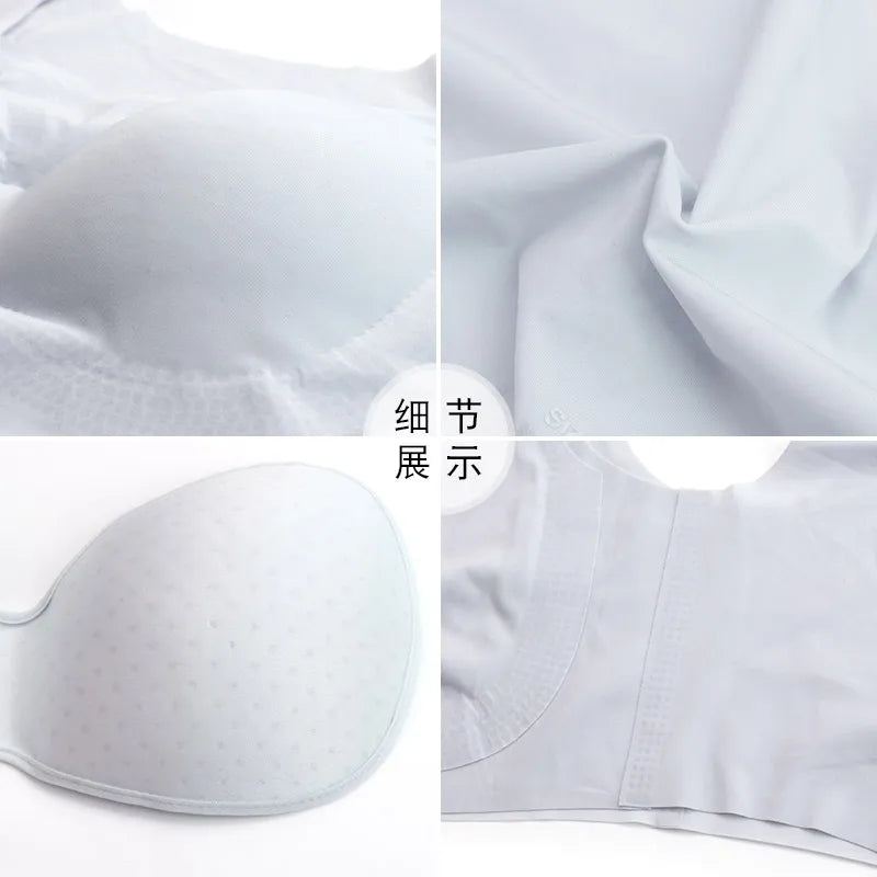 Nessayoo Women Seamless Bra Push Pad Maternity Nursing Bras M-6XL Plus Size Sleep Bra Adjusted-straps Black Nude Crop Top Padded