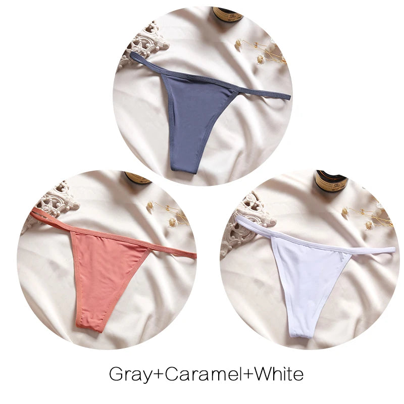 FINETOO 3Pcs/set Sexy Low-rise Thongs Women Bikini Panties T-back Underpants M-XL Female G-String Panty Ladies Thong Lingerie