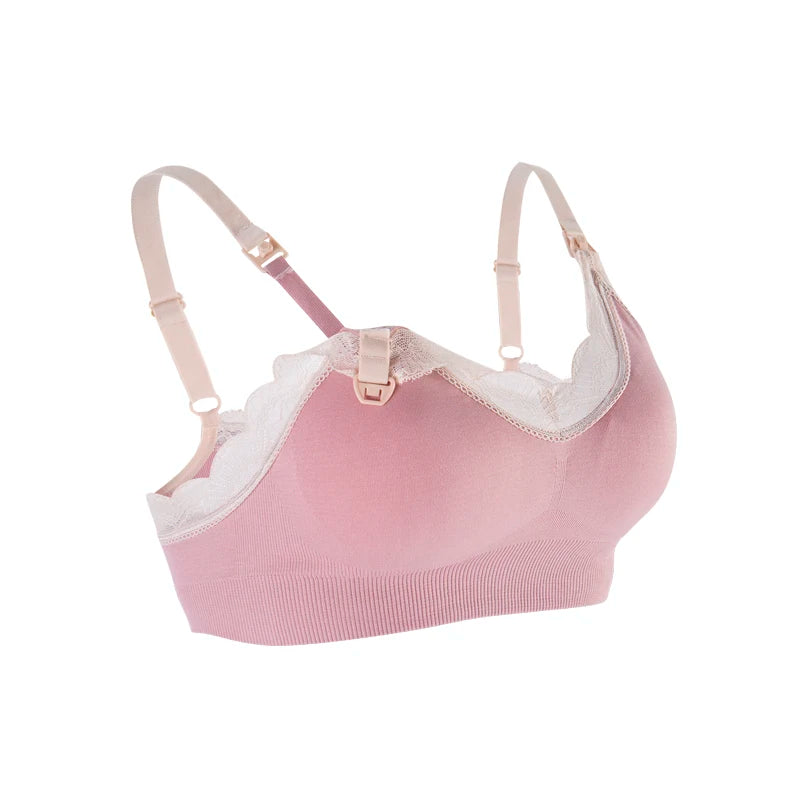Wireless Front Open Nursing Bra Soft Lace Breathable Seamless Maternity Breastfeeding Bras Maternal Support For Pregnant Women