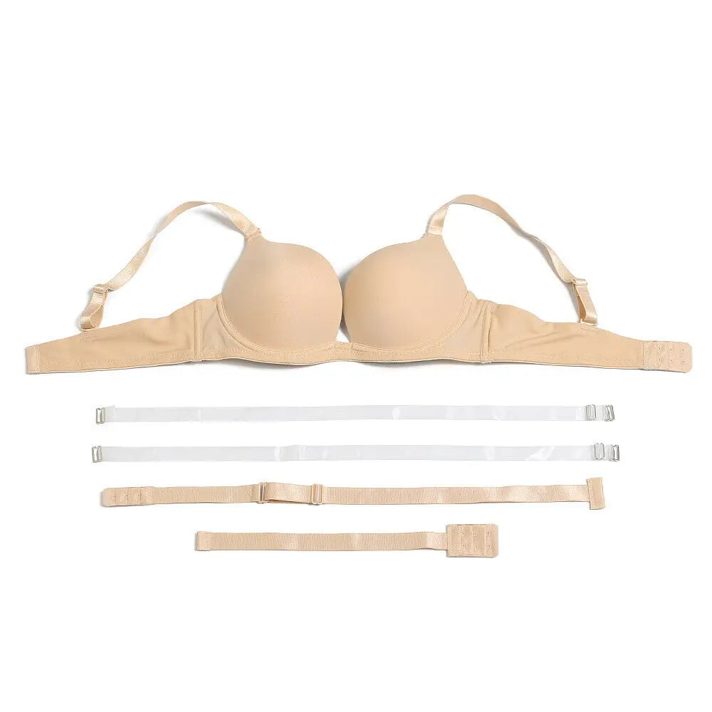 Vgplay Sexy Bra New Red Push Up Lingerie Convertible Straps Solid Plunge Underwear Transparent Straps Brassiere