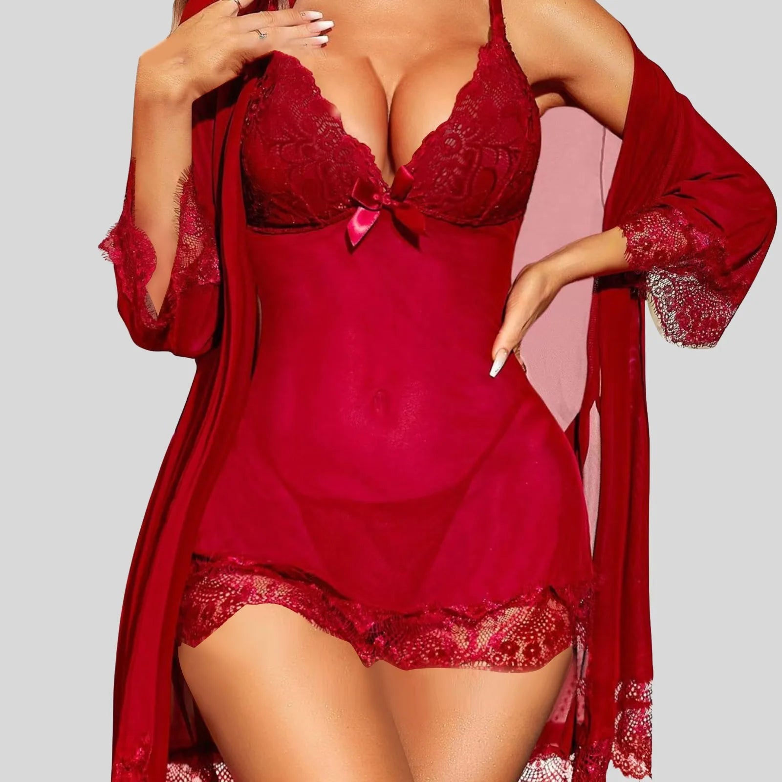 Women Lingerie Set 3 Piece Sexy Lace Underwear Briefs Nightdress Lingerie Dressing Gown Women Sexy Teacher Lingerie For Women