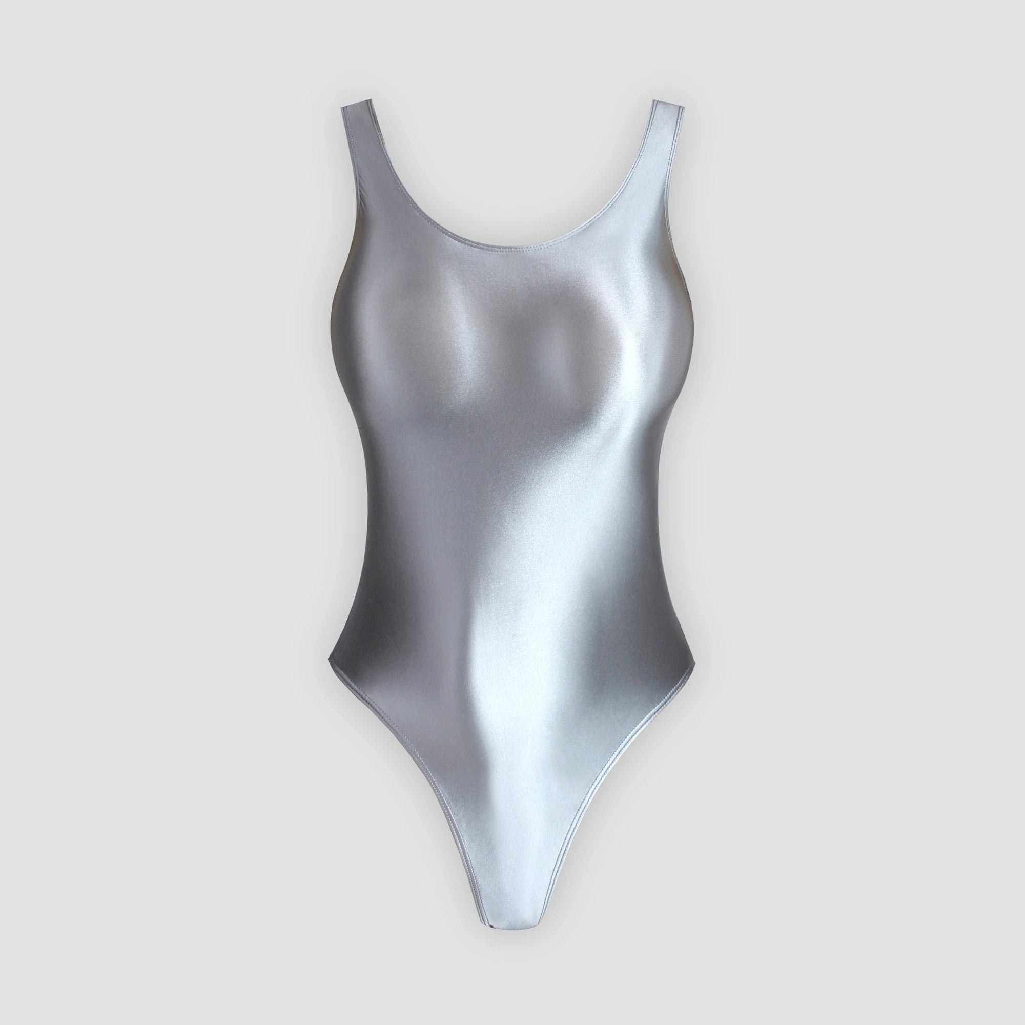 XClocKNYoung satin glossy swimsuit Satin Glossy Leotards U-shaped back High-Cut Bikini Thong Bodysuit glossy swimsuit