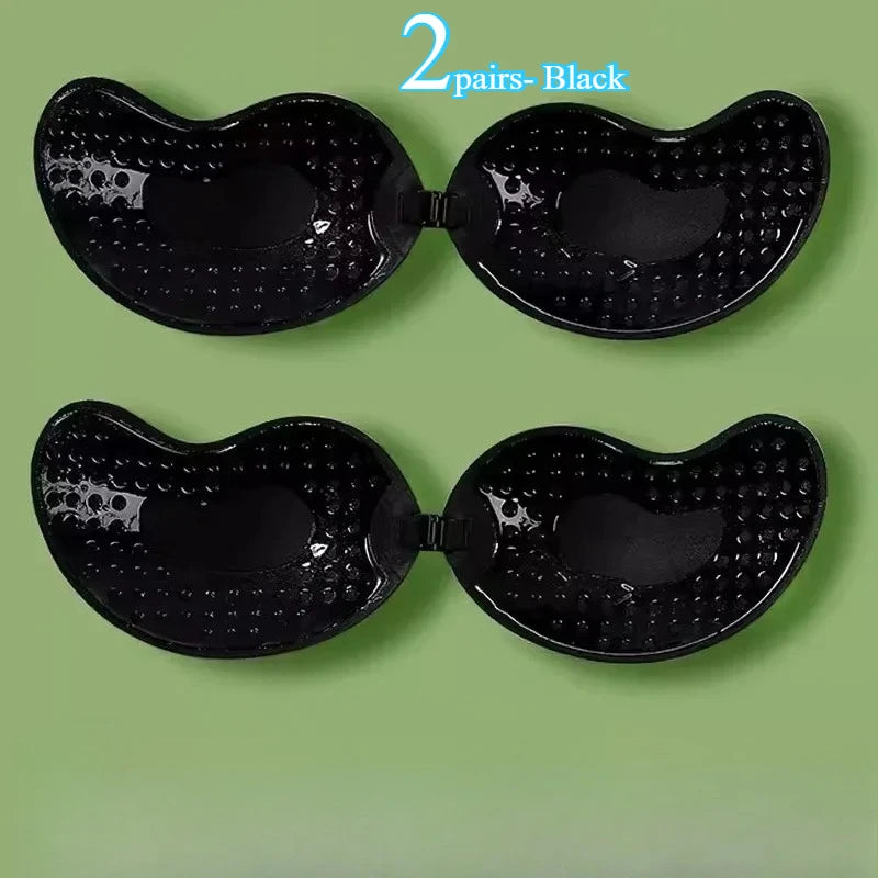 Invisible Push Up Bra for Women Backless Strapless Bra Seamless Front Closure Bralette Underwear Silicone Self-Adhesive Bra Pad