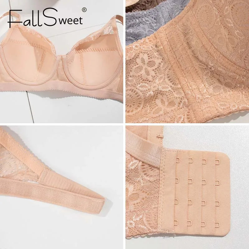 FallSweet Plus Size Push Up Bras for Women Full Coverage Underwire Bra Sexy Lace Brassiere