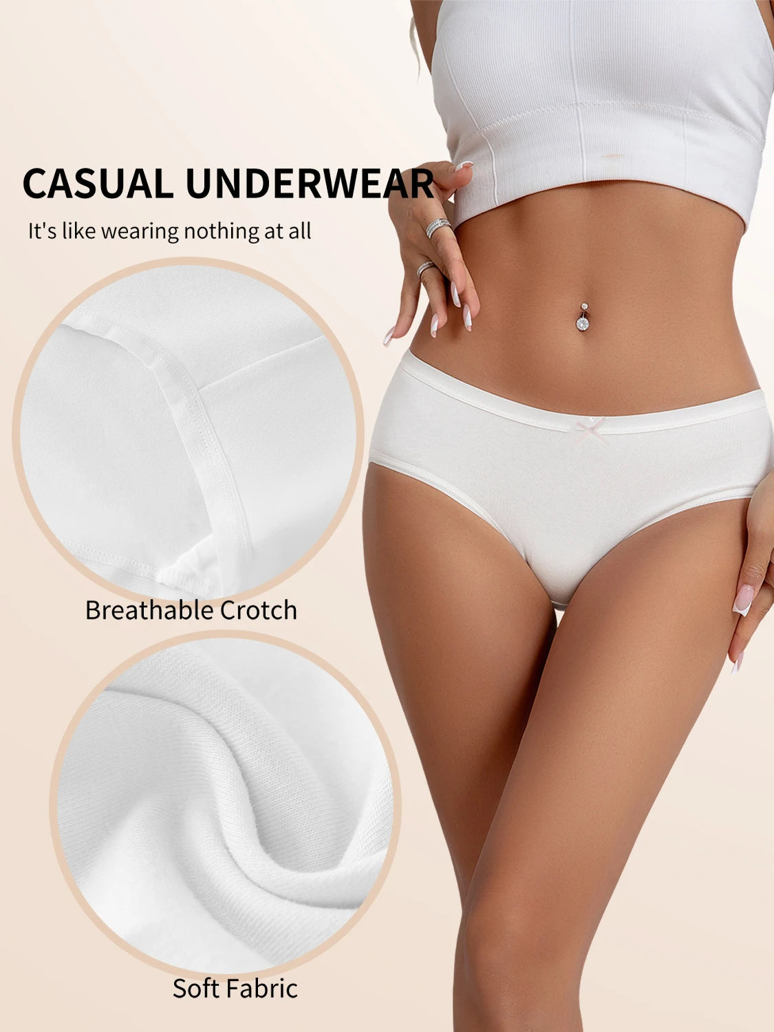 3PCS Cotton Women Panties Underwear Cute Bowknot Design Girls Briefs Lingerie Simple Low-Waist Comfortable Underpants