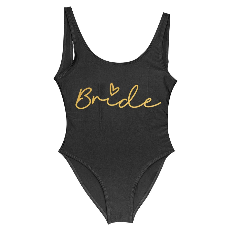 Hen Party Swimsuits One-Piece Team Bride Swimwear Bride To Be Woman Pink Swimwear Bachelorette Beatchwear Bathing Suits