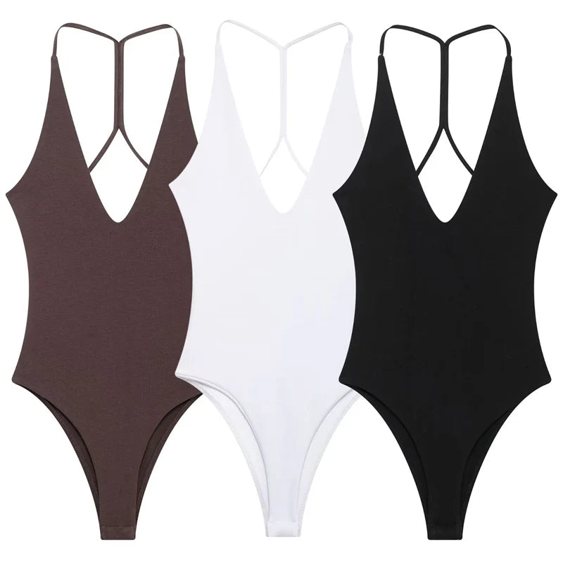 HXAO Halter Corset Bodysuit Women Black Brown White Bodysuit Body Sexy Women Slimming Backless Top Chic Lingerie Thong Bodysuits