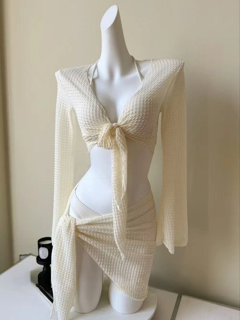Fairy Sweet High Waist 4-Piece Split Bikini Set For Women 2026 - Print Trendy Swimwear Chic Beach Vacation Summer Party Fashion
