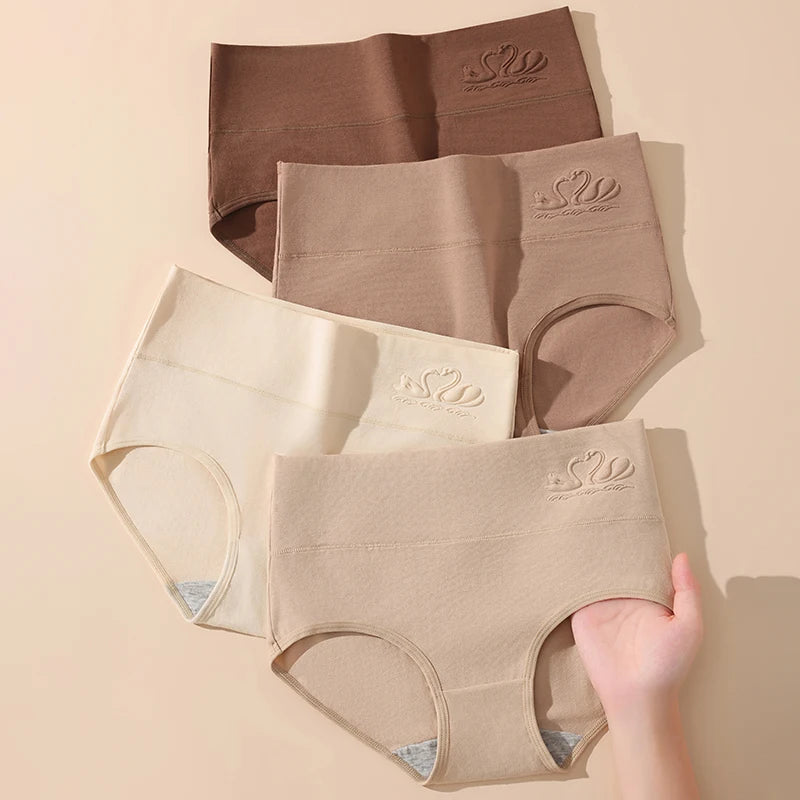 4PCS High Waist Women's Panties Body Shaper Underwear Breathable Cotton Underpants Plus Size M-5XL Panty Slimming Female Briefs