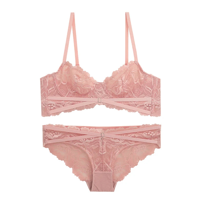 Logirlve Ultra-thin Bra Set Lingerie Push Up Brassiere Embroidery Lace Underwear Set Sexy Straps Panties For Women underwear