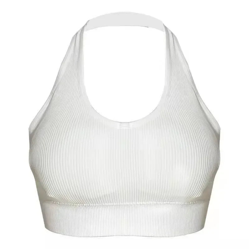 Women Backless Vest Sexy Bra Halter Wire Free Sport Bra Suspender Solid Lingerie Female Tops Beautiful Back Wire Free Sports Bra