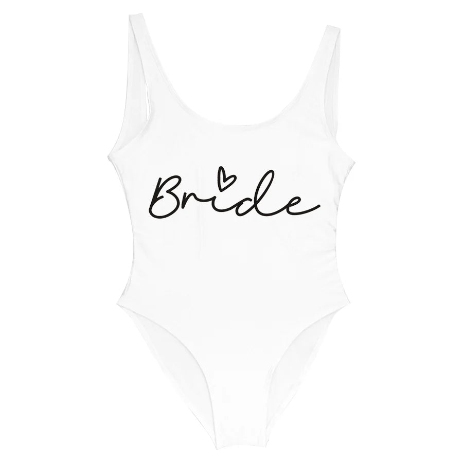Hen Party Swimsuits One-Piece Team Bride Swimwear Bride To Be Woman Pink Swimwear Bachelorette Beatchwear Bathing Suits