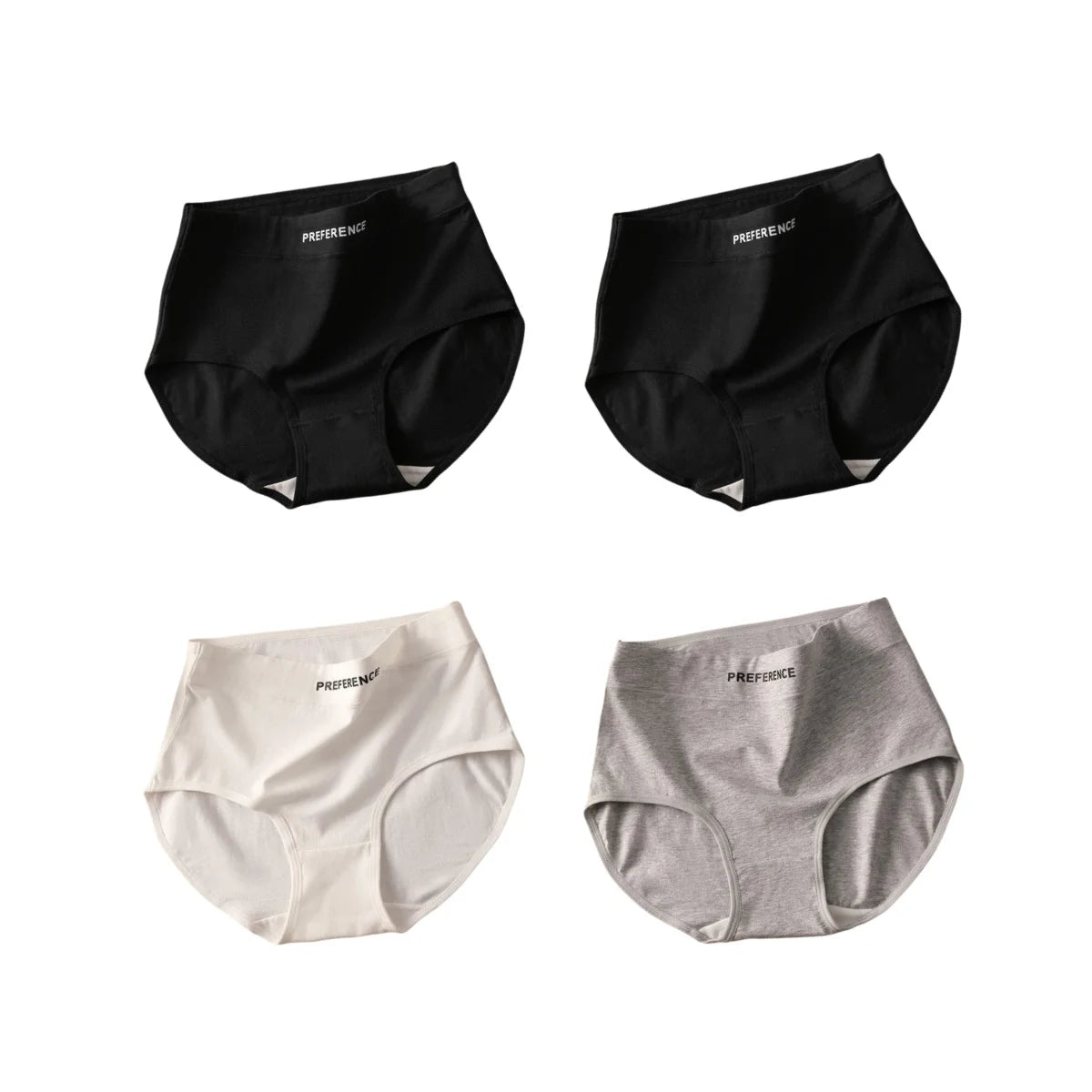 4Pcs/Set Women's High-Waist Cotton Briefs Tummy Control Panties Soft & Breathable Underwear Plus Size Comfort Lingerie M-XXL