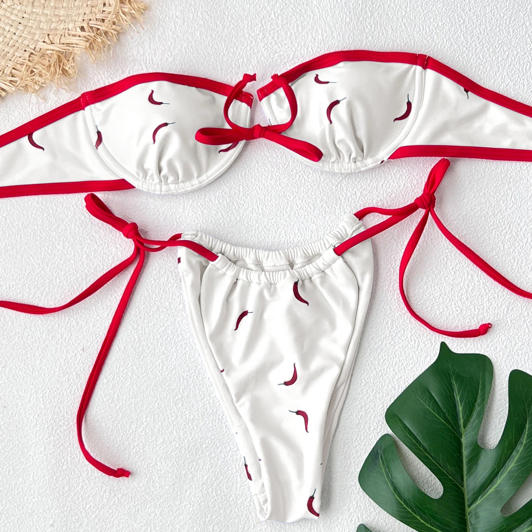 2025 Bandeau Biquini Sexy Bikini Women Swimsuit Push Up Swimwear Female Strappy Bathing Suits Green Bodysuit Beachwear Swim Suit