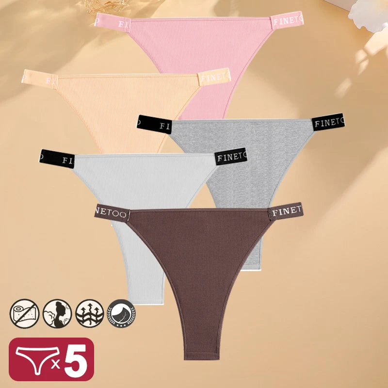 5PCS/Set Sexy Lingerie Women Cotton Panties Finetoo Letter Low Waist Female Briefs Underwear Comfort Underpants Women Intimates