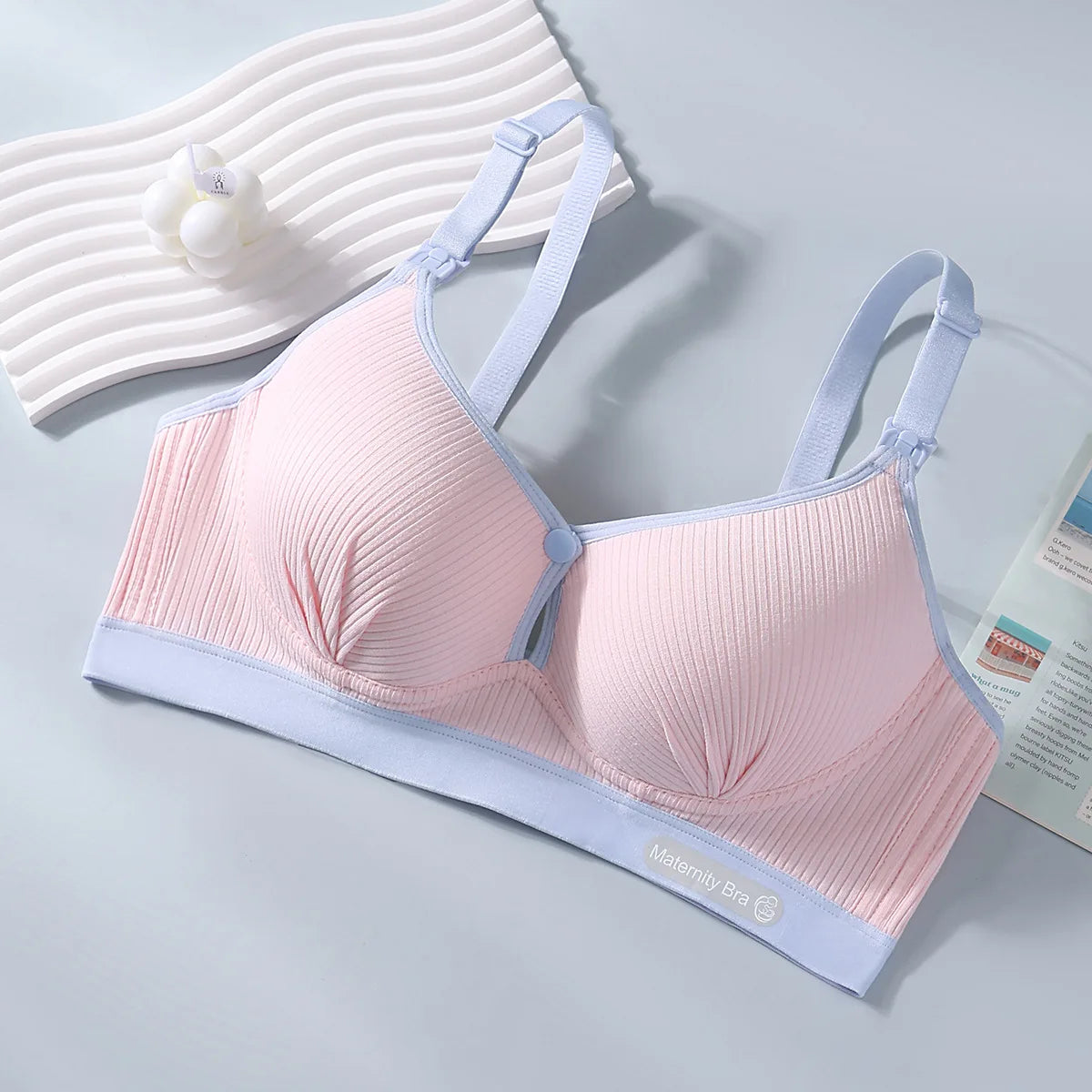 New Pure Cotton Double Button Breastfeeding Bra With Thin Gathered Anti Sagging No Steel Ring Soft Comfortable Women's Underwear