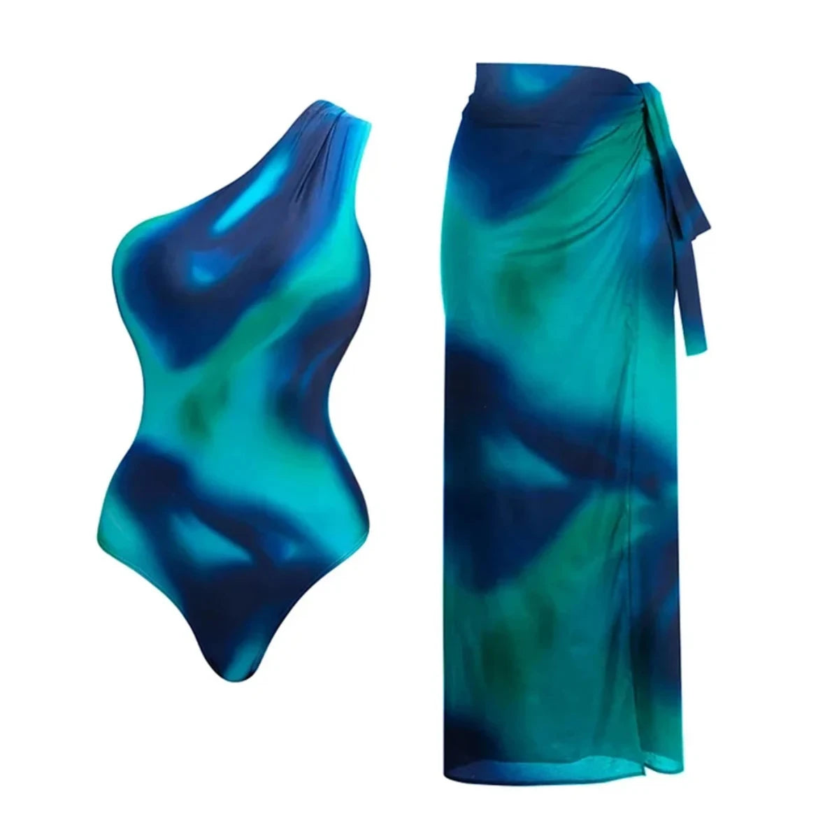 2025 New Arrival Push Up One Piece Swimsuit Ruffle Beach Wear Swimwear Women Wrap Skirt Swimsuit Cover Up Sexy Sarong Plage
