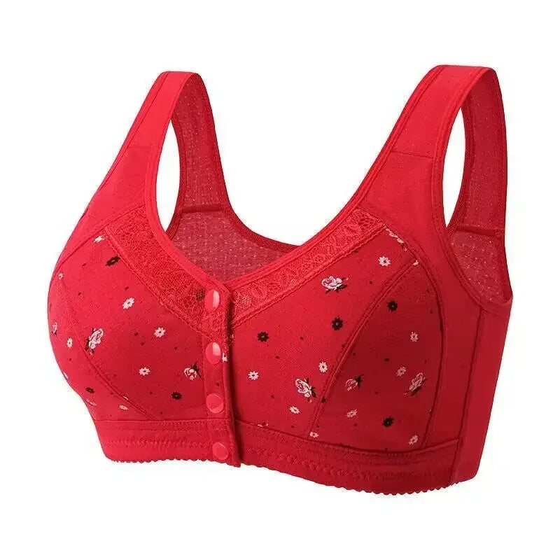 2025 New Confortable Bra Cotton Women Wire Free Bras Push Up Front Closure Underwear Female Everyday Lingerie Large Bust 50BCD