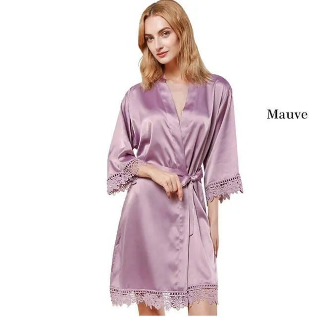 Personalised Bridesmaid Robes Wedding Dressing Gown Bridal Party Satin Lace Bride Gift Bride Robe Bridesmaid Gift