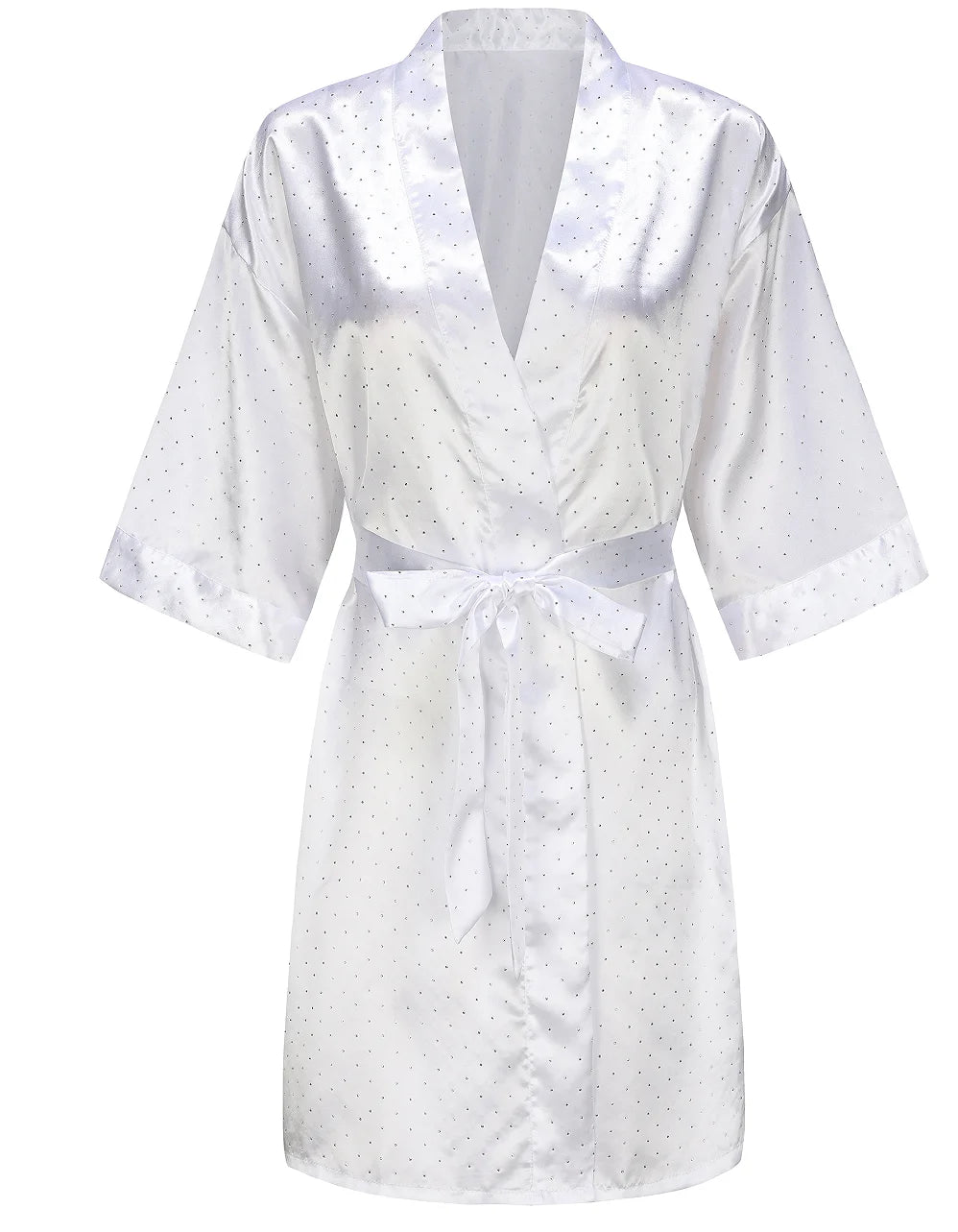 Luxury Bridal Short Robe Wedding Day Diamond Feather Dressing Gown Silk Satin Whi
