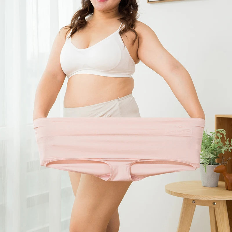 Plus Size M-5XL 4Pcs/Set High Waist Cotton Panties Women Body Shaper Underwear Soft Print Girls Briefs Slimming Female Lingerie