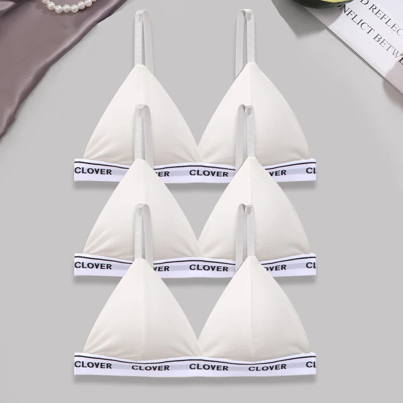 3PCS Cotton Bras Women Padded Triangle Cup Bras Female Comfortable Wireless Underwear Breathable Soft Intimates Lingerie Bras