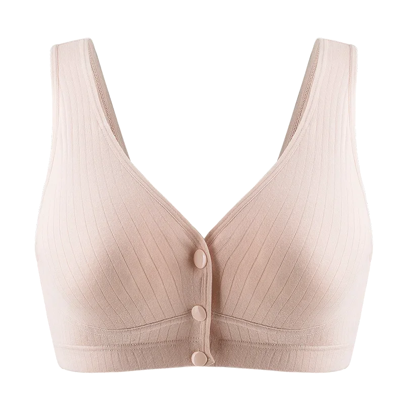 Pregnant Nursing Bra Cotton Wirefree Breastfeeding Bra Women Seamless Maternity Plus Size Underwear Front Buckle Open Cup Bras