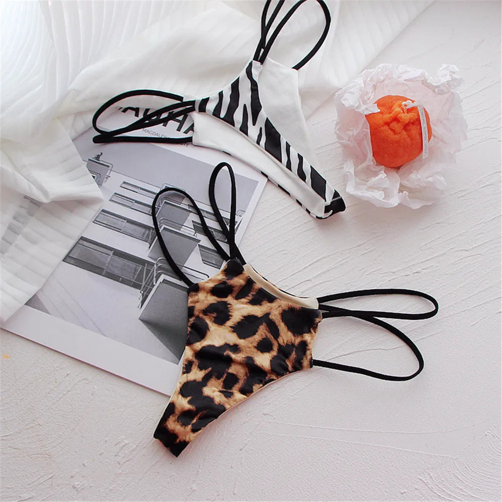 Peach Buttocks Thin Belt Low Waist Seamless Thong Underwear Temptation Sexy G-string Female Leopard Print Lingerie