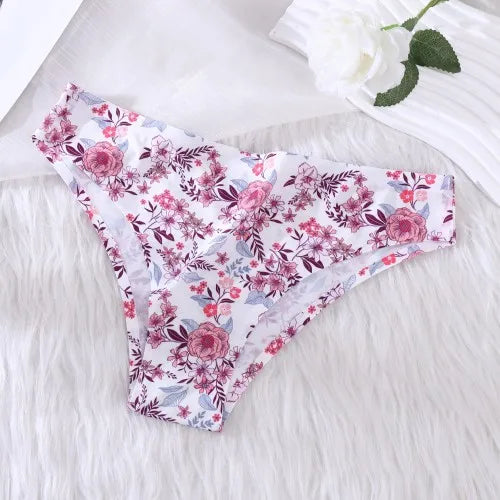 Ice Silk Seamless Flowers Panty Printed Women Panties Low-waist Sexy Lingerie Underwear Female Comfortable Cozy Sexy Lingerie