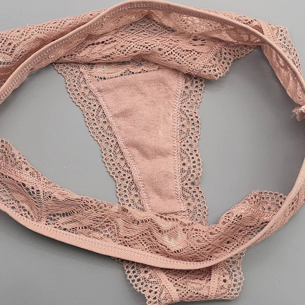 Moonflame 5Pcs Lace Thong For Women Low Rise Soft Intimates Lingerie Sexy Lace Panties Ladies Comfortable Underpants Girls Panty