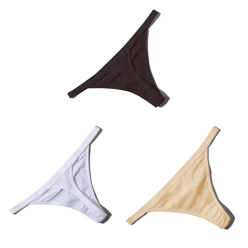 3Pcs Sexy Cotton Thongs Low Waist Seamless Female Comfortable Lingere Underpants Breathable Underwear Women G String