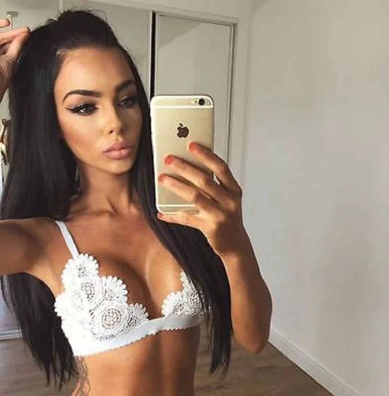 Sexy Women's Lace Floral Bralet Bra Bustier Adjusted Straps Crop Top Unpadded Plunge Bra Bralette