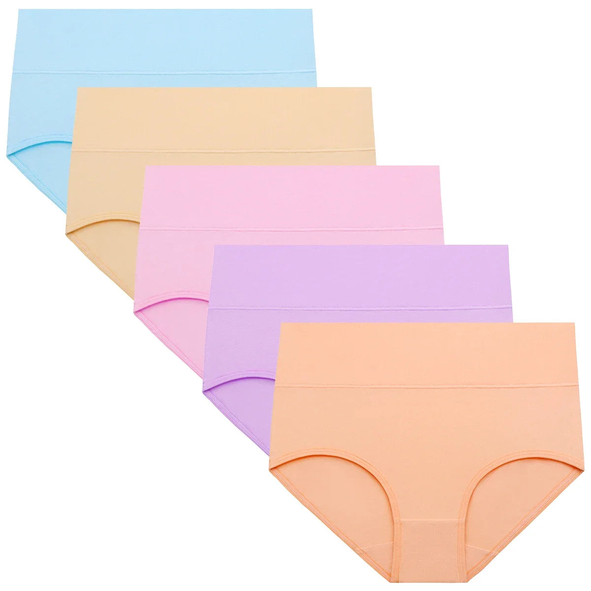 POKARLA Women Soft Cotton Underwear Comfortable No Muffin Top Briefs Female High Rise Belly Control Panties Sets Black Plus Size