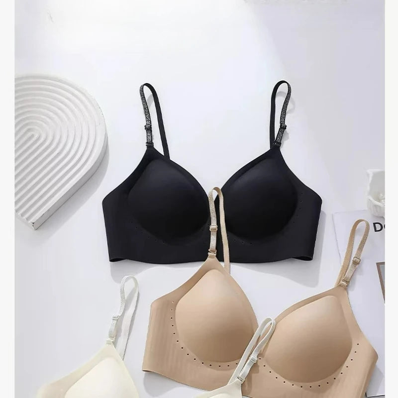 Deep V Backless Bra Strappy, U Neck Halter Bandeau, Seamless Minimizer, Invisible Nude Thin Strap, Sexy T-Shirt Bra