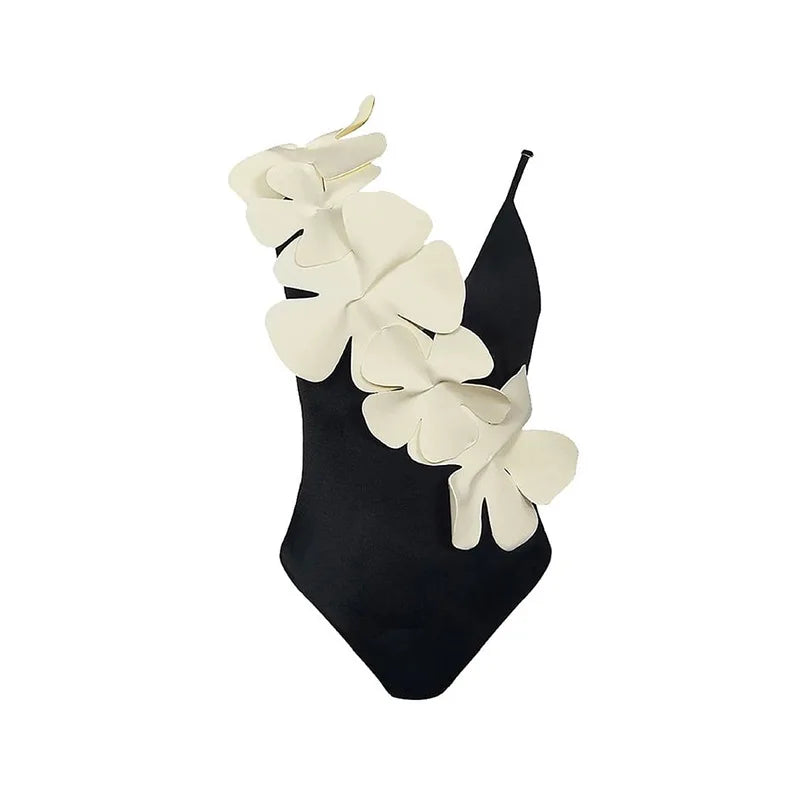 2023 Sexy Fashion One Piece Swimsuit Solid 3D Flower Summer Women Swimwear Beachwear Summer Luxury Monokini Bathing Suit