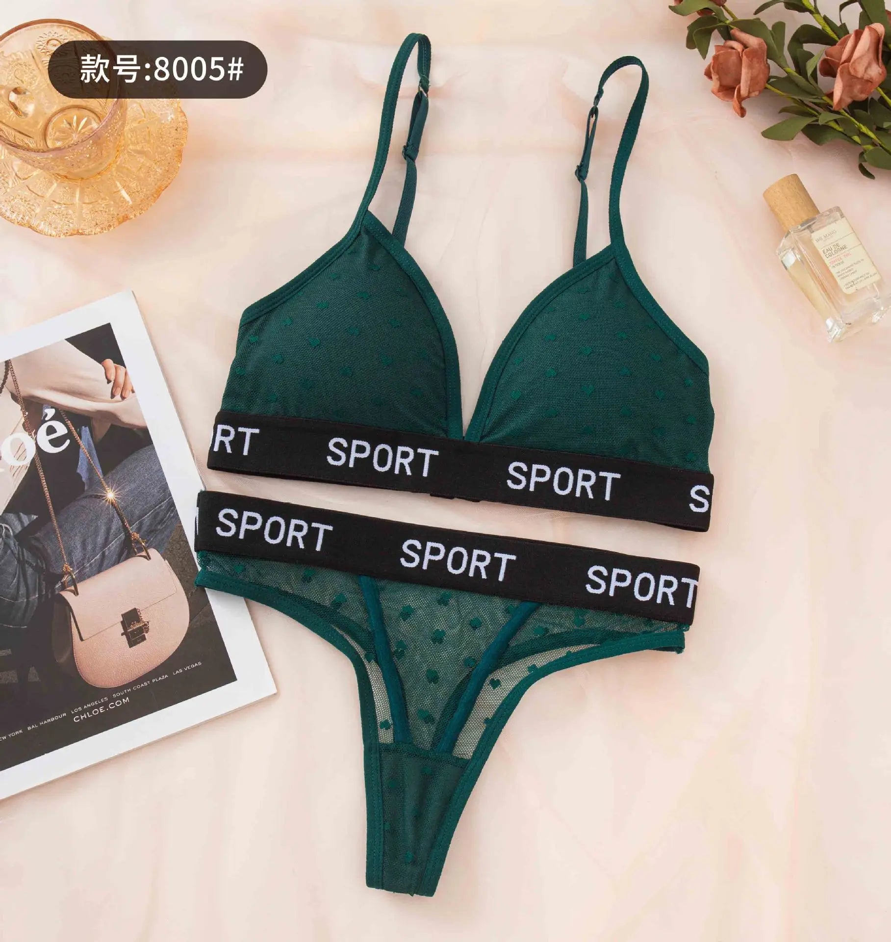 Women Lace Bra Set Sexy Lingerie Push Up Bralette Non-wire Bras Transparent Low Rise Thongs 3/4 Cup Female Underwear Set