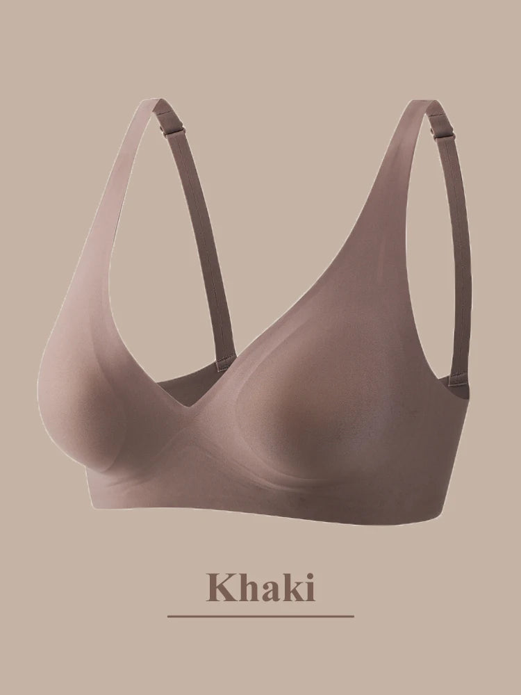 One-piece Seamless Bra Women Wireless Push Up Underwear Sexy Deep V Padded Bralette Female Comfortable Gather Lingerie Sleepwear