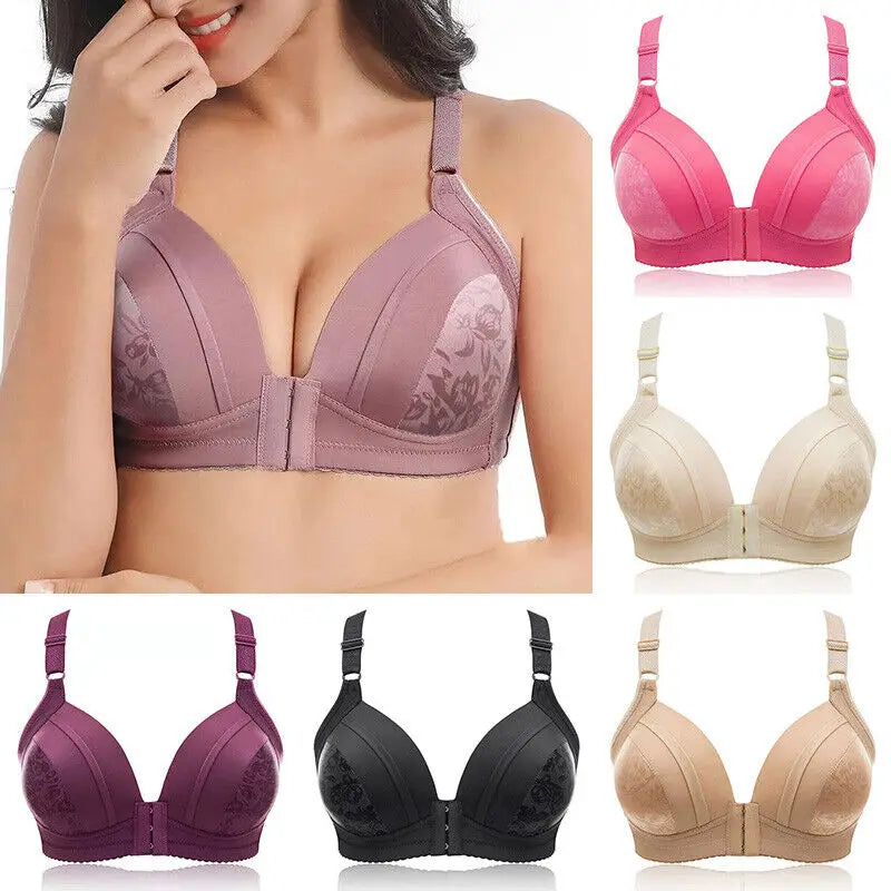 Women Front Button Bra Plus Size Thin Bralette Lingerie Mother's Cotton Wireless Underwear Sleep Bra Comfortble Underwear