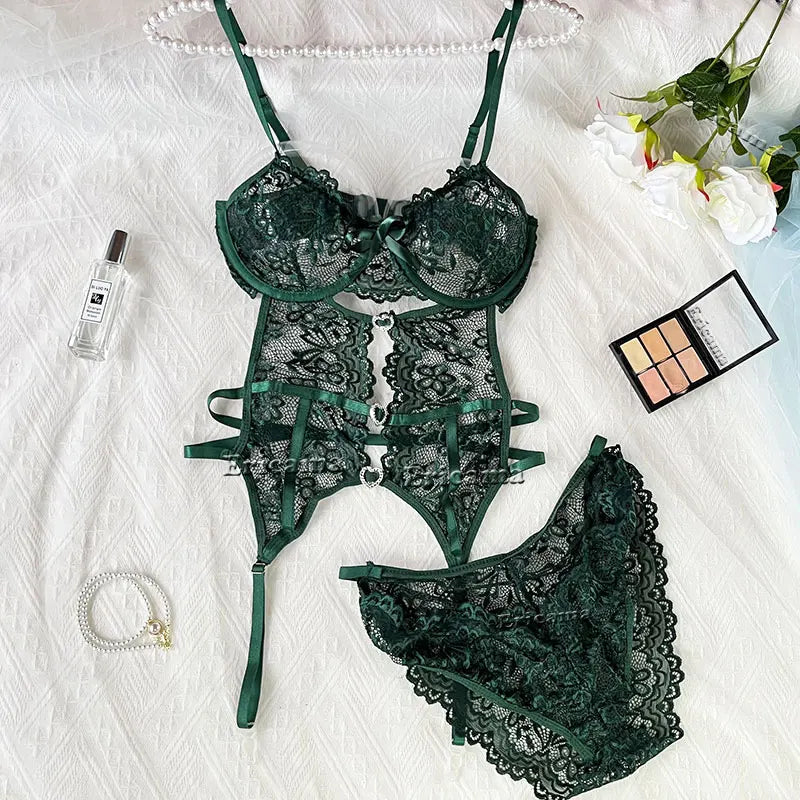 Erotic Sexy Lace Bra And Panty Underwear Set For Woman Transparent Lace Bra Exotic Lingerie Sets Porn Sensual Luxury Lingerie