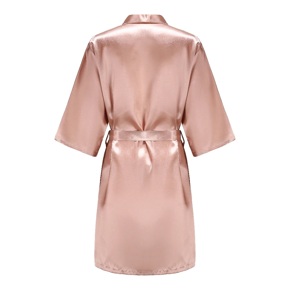 Wedding Party Team Bride Robe Kimono Satin Pajamas Bridesmaid Bathrobe With White Letters YE8171