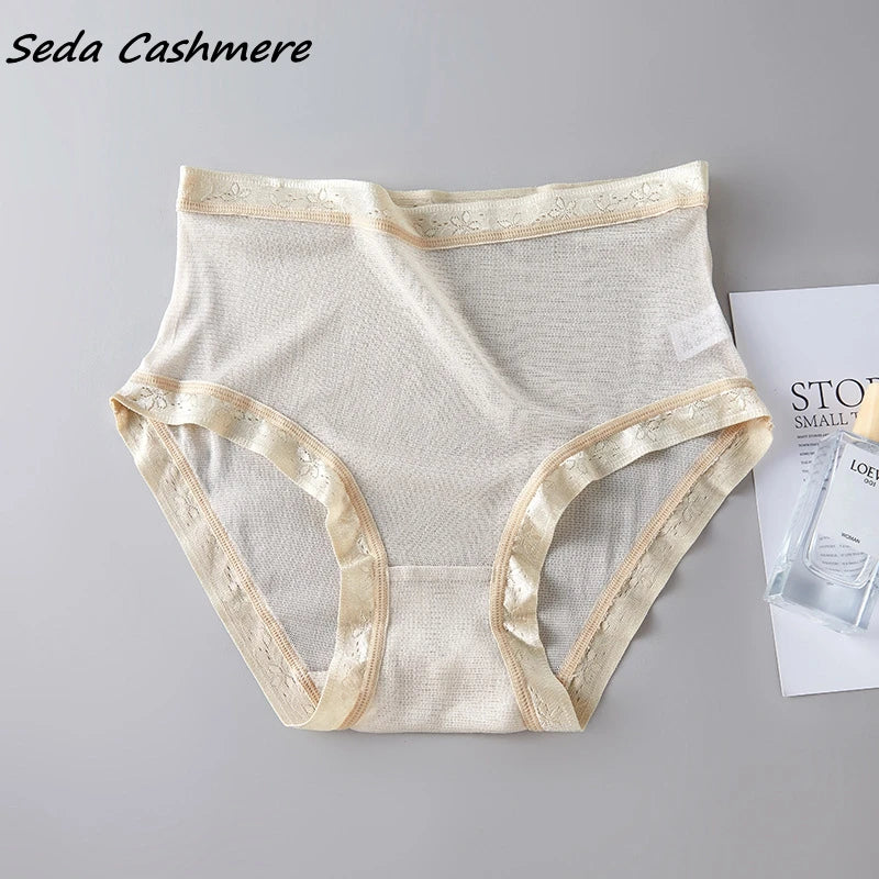 High-grade 100% mesh silk women's briefs Summer Autumn Double bottom breathable, mulberry silk underwear