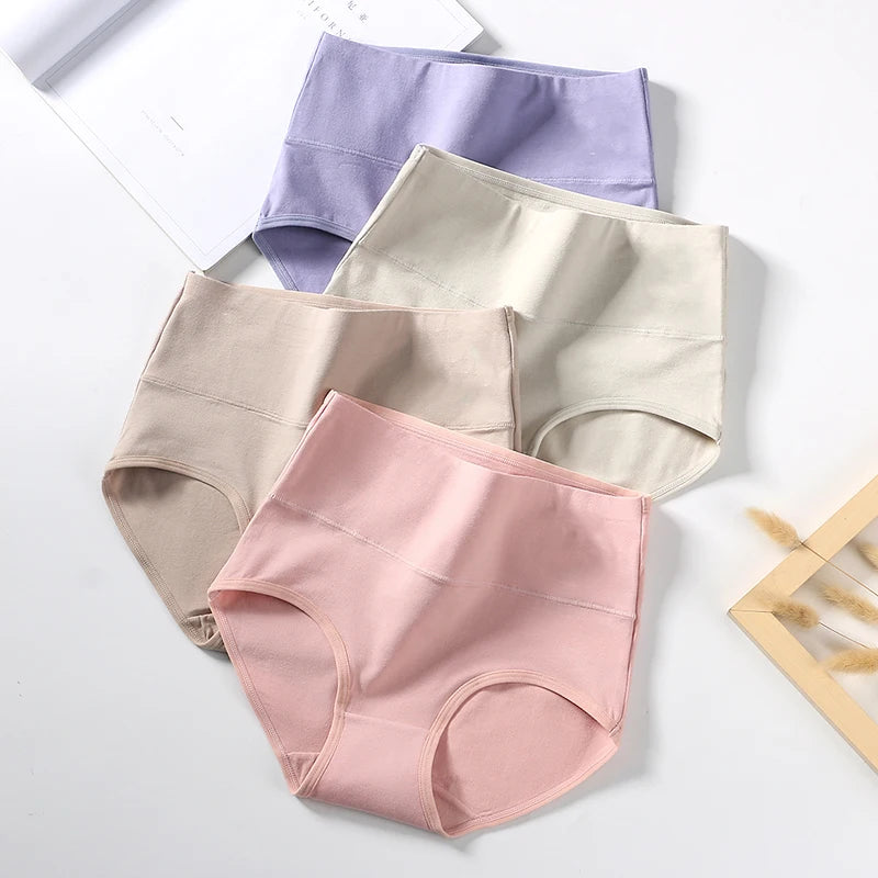 4PCS High Waist Women's Panties Body Shaper Underwear Breathable Cotton Underpants Plus Size M-5XL Panty Slimming Female Briefs