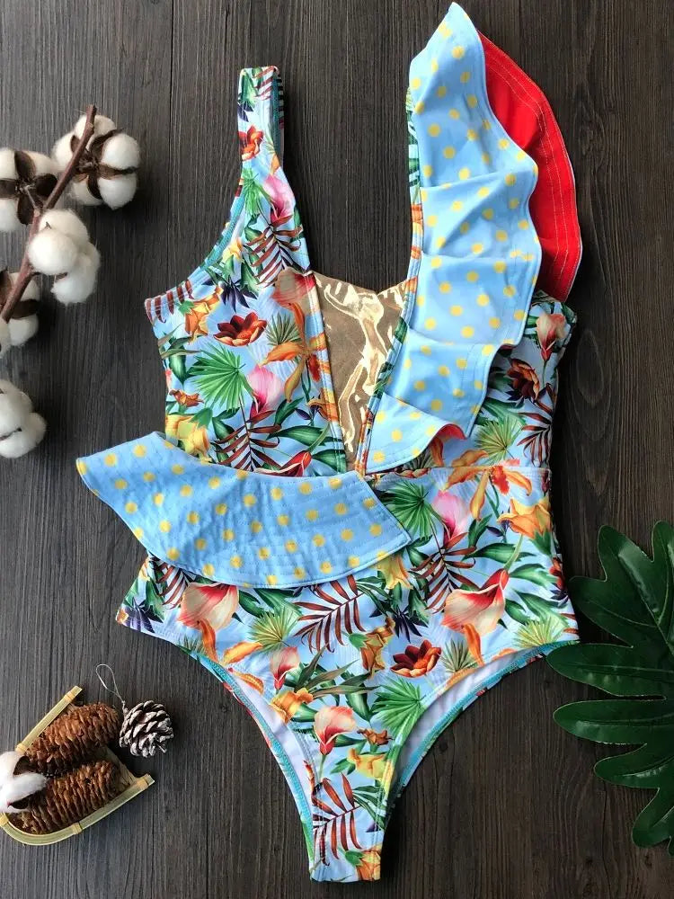 RUOTONGSEPT 2023 Women Swimsuit Strappy Bandege Swimwear Backless Sexy One Piece Ruffled Bikini Bathing Suit Beachwear Monokini