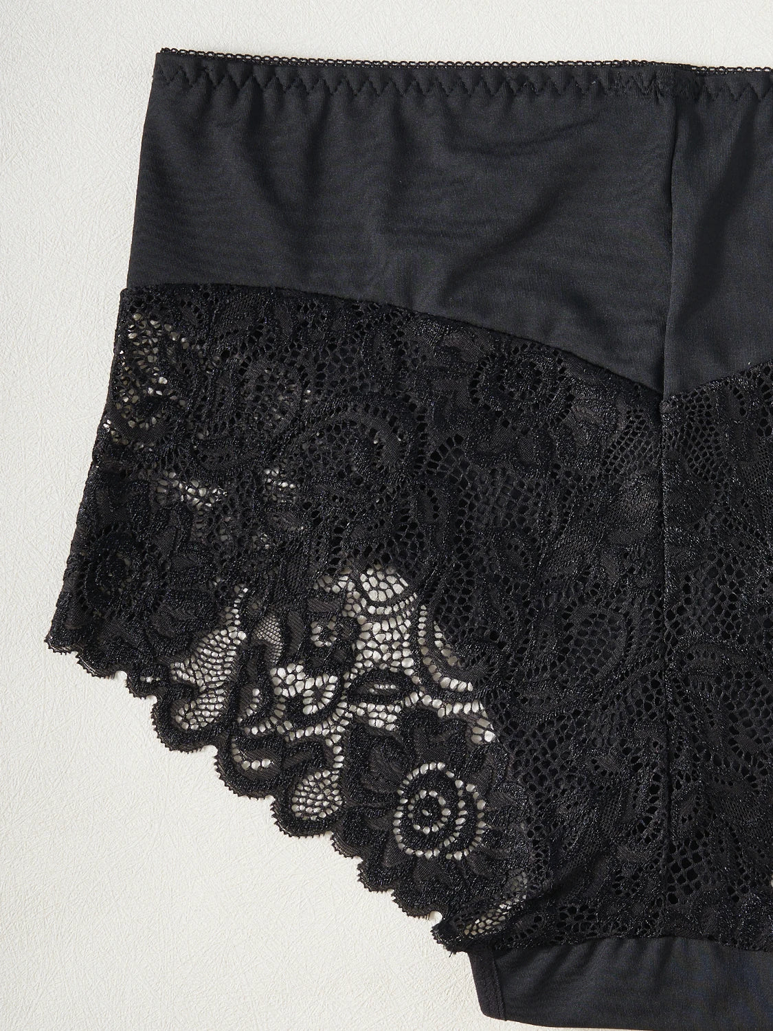 2PCS Black High Waist Women's Underwear Hollow Out Lace Floral Sexy Panties Solid Color Comfortable Briefs Lingerie S-XXL